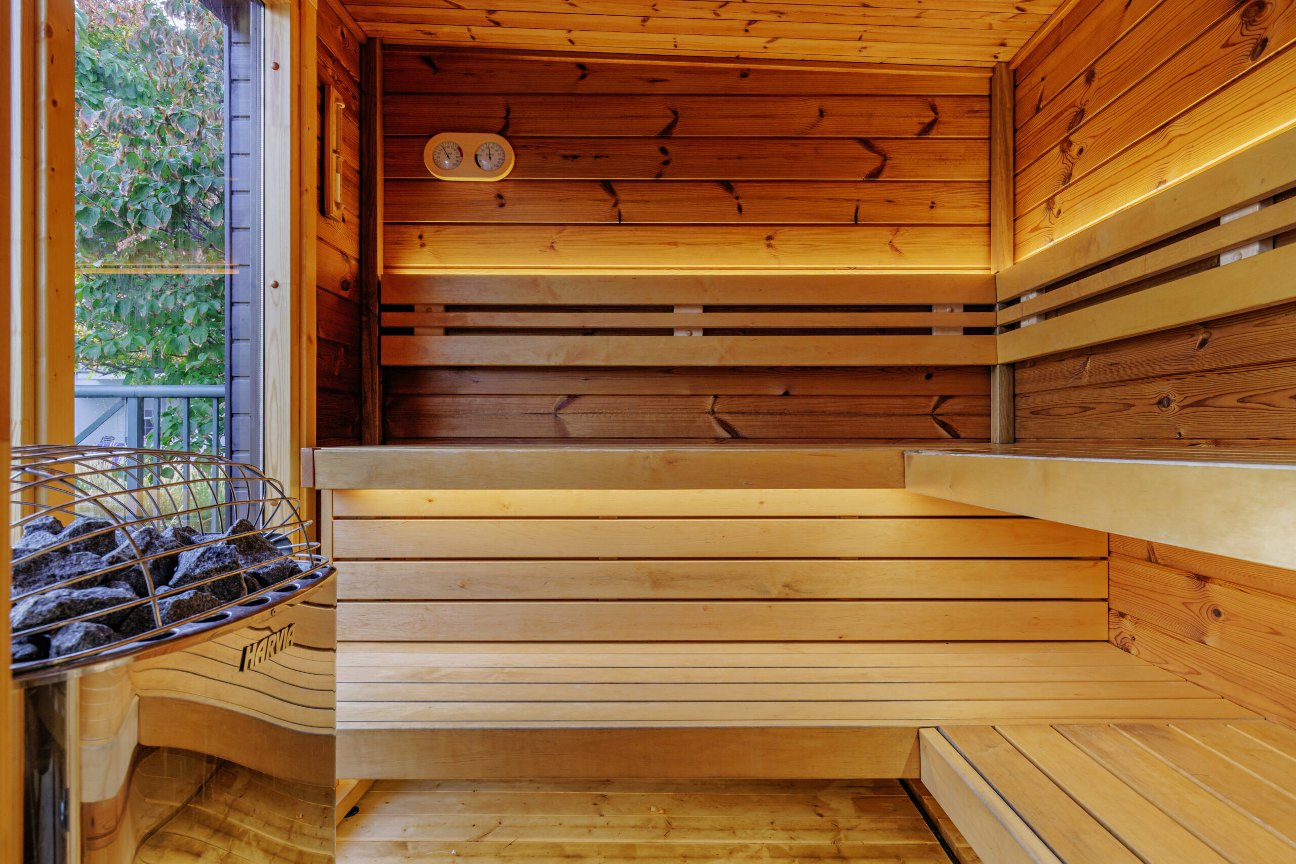 Interior detail of the Balcomo Salt Spa sauna